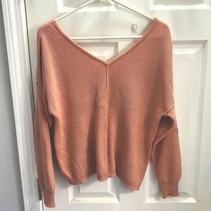 V-cut off shoulder sweater